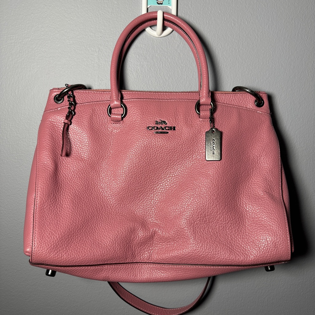 Coach Soft Pink Pebbled Leather Bag Handbag Shoulder Crossbody Gently Used